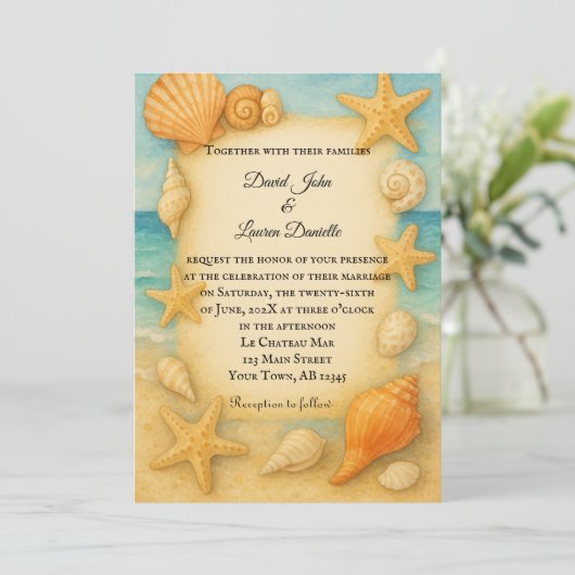 コースタルシースケープフォト結婚式招待状 招待状 (スタンド正面)