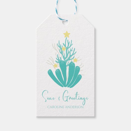 コースタルシーズアンドグリーティングコーラルツリーギフトラベル ギフトタグ (正面)