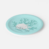 コースタルシーズ&グリーティングクリスマスビーチアクアブルー ペーパープレート (アングル)