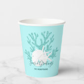 コースタルシーズ&グリーティングクリスマスビーチアクアブルー 紙コップ (正面)