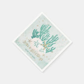 コースタルシーズ&グリーティングターコイズグリッターサンゴ スタンダードカクテルナプキン (角)