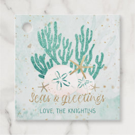 コースタルシーズ&グリーティングターコイズグリッター フェイバータグ