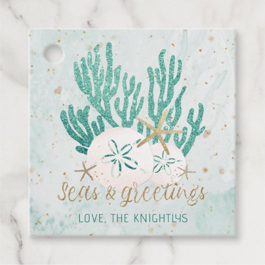 コースタルシーズ&グリーティングターコイズグリッター フェイバータグ (正面)