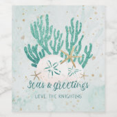 コースタルシーズ&グリーティングターコイズグリッター ワインラベル (シングルラベル)