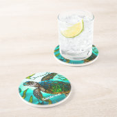 コースタルシータートルトロピカルティール(緑がかった色)ブルーグリーン コースター (側面)