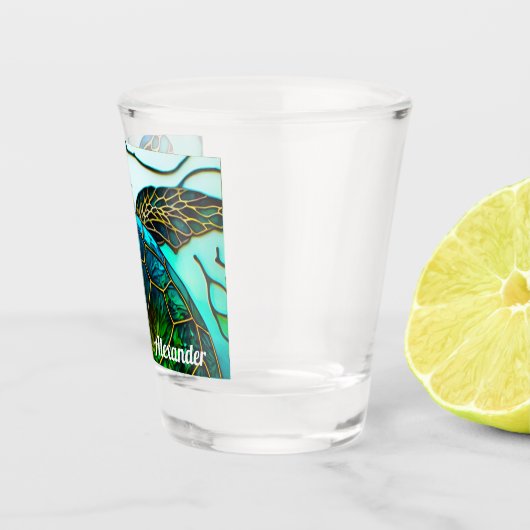 コースタルシータートルトロピカルティール（緑がかった色）ブルーグリーン ショットグラス (右)