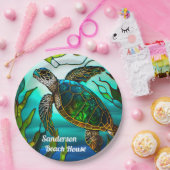 コースタルシータートルトロピカルティール（緑がかった色）ブルーグリーン ペーパープレート (パーティー)