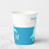 コースタルシータートルブルーティール（緑がかった色）ホワイトアクリル 紙コップ (左)