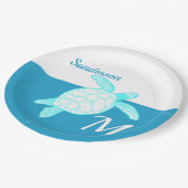 コースタルシータートルブルーティール(緑がかった色)ホワイト ペーパープレート (アングル)