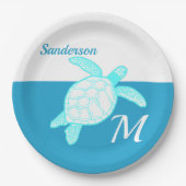 コースタルシータートルブルーティール(緑がかった色)ホワイト ペーパープレート (正面)