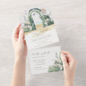 コースタルシービーチフローラアルチボタニッ結婚クス オールインワン招待状 (貼ってはがせる)