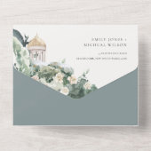 コースタルシービーチフローラアルチボタニッ結婚クス オールインワン招待状 (裏面)