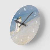 コースタルシービーチブルーアワーヴィンテージ絵画ズ スクエア壁時計 (傾斜)