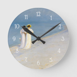 コースタルシービーチブルーアワーヴィンテージ絵画ズ スクエア壁時計