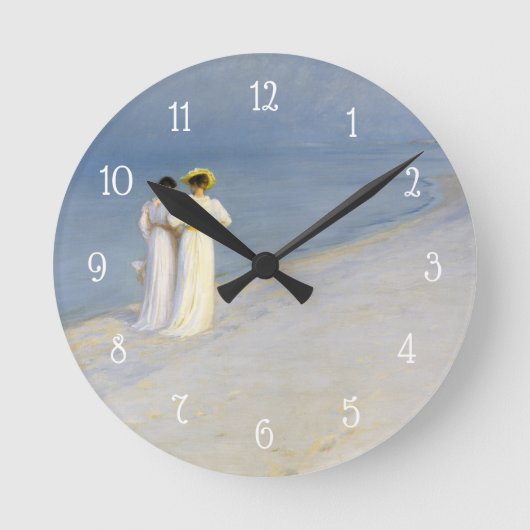 コースタルシービーチブルーアワーヴィンテージ絵画ズ スクエア壁時計 (正面)