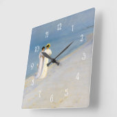 コースタルシービーチブルーアワーヴィンテージ絵画ズ スクエア壁時計 (傾斜)