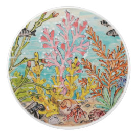 コースタルシーライフシェルミットカニシェルコーラル海 セラミックノブ