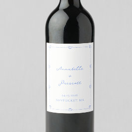 コースタルシ縁どックエレガントル結婚ブルー ワインラベル