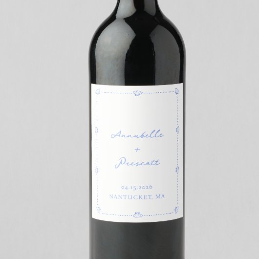 コースタルシ縁どックエレガントル結婚ブルー ワインラベル