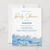 コースタルジェンスウォーターカラーベビーシャワー 招待状 (正面)