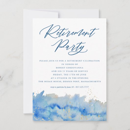 コースタルジェンスウォーターカラーリタイアメントパーティー 招待状 (正面)