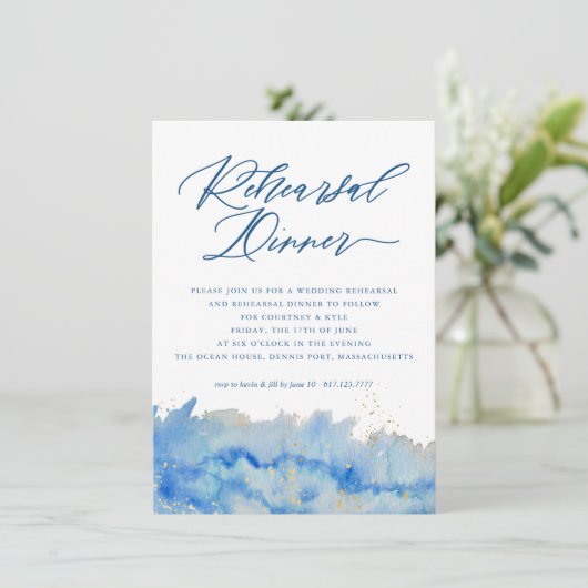 コースタルジェンスウォーター結婚カラーのリハーサルカード 招待状 (スタンド正面)
