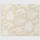 コースタルジェンスホワイトシーコラルズシェル&タウペ ラッピングペーパー (フラット)