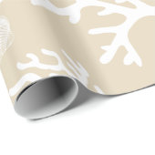 コースタルジェンスホワイトシーコラルズシェル&タウペ ラッピングペーパー (ロールコーナー)