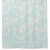 コースタルスタイル美しい淡い青のグレーパターン シャワーカーテン (正面)