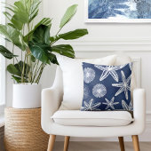 コースタルスタフィッシュブルーホワイト装飾用クッション クッション