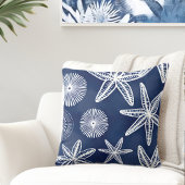 コースタルスタフィッシュブルーホワイト装飾用クッション クッション