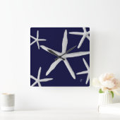 コースタルスタフィッシュ海洋生物ネイビーブルートロピカルビーチ スクエア壁時計 (ホーム)