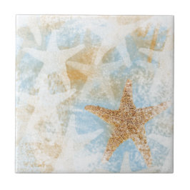 コースタルスターフィッシュプリントアート タイル