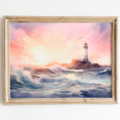 コースタルセレニティ:ライトハウスウォーターカラーアート ポスター