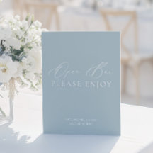 コースタルダスティブルー&ホワイトオープンバー結婚ズサイン