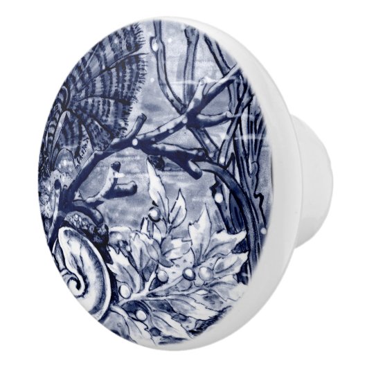 コースタルダークブルーシーライフシェルコーラル海 セラミックノブ (右)