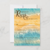 コースタルチックゴールデンサンドクラシックターコイズ結婚ズ 出欠カード (裏面)