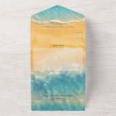 コースタルチックゴールデンサンドターコイズウォーター結婚ズ オールインワン招待状 (外側)