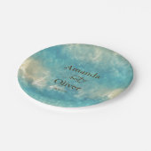 コースタルチックゴールデンサンドターコイズウォーター結婚ズ ペーパープレート (アングル)