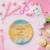 コースタルチックゴールデンサンドターコイズウォーター結婚ズ ペーパープレート (パーティー)