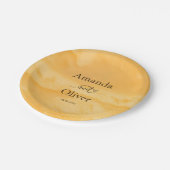 コースタルチックゴールデンサンドターコイズウォーター結婚ズ ペーパープレート (アングル)