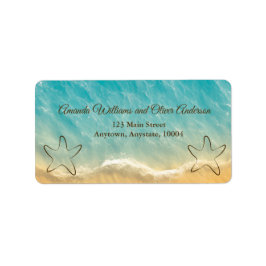 コースタルチックゴールデンサンドターコイズウォーター結婚ズ ラベル