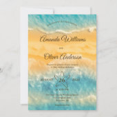 コースタルチックゴールデンサンドターコイズウォーター結婚ズ 招待状 (正面)