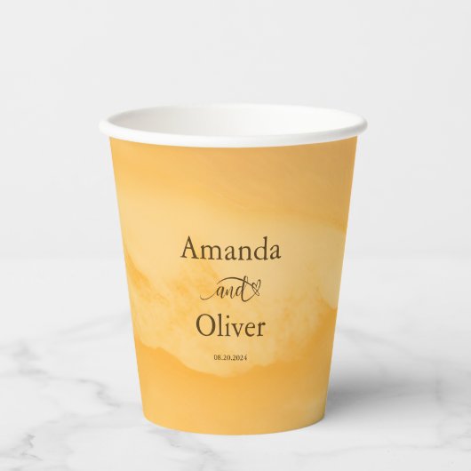 コースタルチックゴールデンサンドターコイズウォーター結婚ズ 紙コップ (正面)