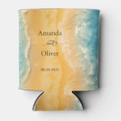 コースタルチックゴールデンサンドターコイズウォーター結婚ズ 缶クーラー (正面)