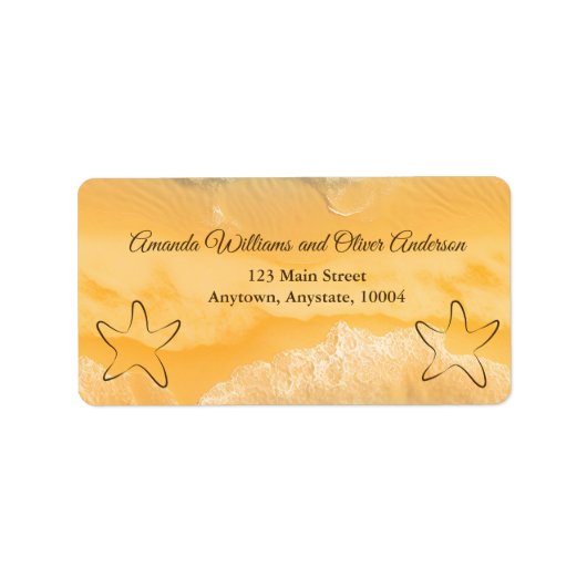 コースタルチックゴールデンサンドターコイズ結婚ウォーターL ラベル (正面)