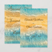 コースタルチックゴールデンサンドターコイズ結婚ズ詳細 エンクロージャーカード (正面/裏面)