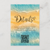 コースタルチックゴールデンサンドターコイズQRコード結婚ズ エンクロージャーカード (裏面)