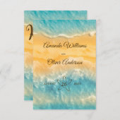 コースタルチックゴールデンサンドターコイズQRコード結婚ズ 出欠カード (正面/裏面)