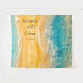 コースタルチックゴールデンサンドティール（緑がかった色）結婚ズの背景 タペストリー (正面(横))